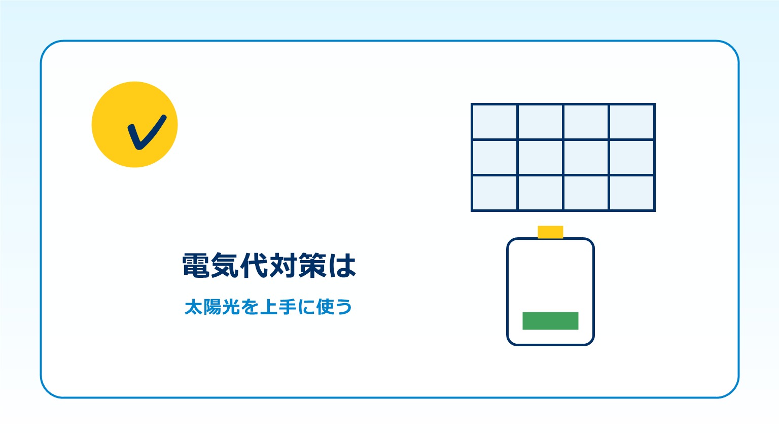 太陽光発電の自家消費で買電を減らすイメージ
